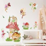 decalmile Forest Mushroom Fairy Wall Decals Elf Flower Grass Butterflies Wall Stickers Girls Bedroom Nursery Classroom Wall Decor