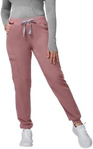 Kitmaz Medical Scrub Pants for Women - Mid Rise 4-Way Stretch Anti-Wrinkle Slim Fit Jogger Pants with Waist Drawstring & 5 Pockets Pink