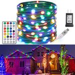 Joomer RGB Christmas Lights, 66ft 200 LED Color Changing Ribbon String Lights with Remote, Multicolor Xmas Tree Lights USB + Adapter Twinkle Fairy Lights for Christmas Decorations -PVC Wire