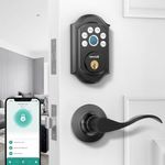 Smart Front Door Lock with Fingerprint: Hornbill Keyless Entry Door Lock with Handle Set Electronic Digital Deadbolt Keypad Lock Code App Alexa Auto Lock for House Apartment Black