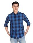 U.S. POLO ASSN. Men's Checkered Slim Fit Shirt (UDSHT0417_Blue L)