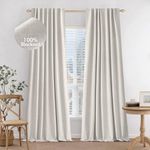 MIULEE 100% Blackout Curtains 84 inches Long Linen Curtains & Drapes for Bedroom Living Room Darkening Full Light Blocking Window Curtain Panels Rod Pocket & Back Tab,Greyish Beige,2 Panels