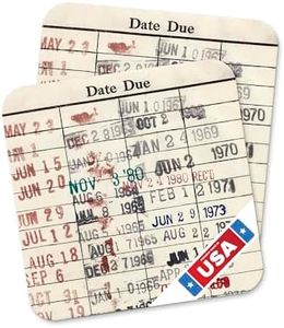 Vintage Library Due Date Card Coaster Set - Retro Drink Accessories - Set of 2