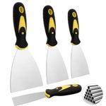 Wallpaper Scraper, 4 Pcs Stainless Steel Putty Knives Paint Scraper Tools with Plastic Handle, Filling Knife Set for Walls (1.5, 3, 4, 5Inches)