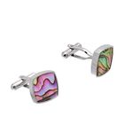 Handmade Natural Abalone Shell Cushion Stainless Steel Cufflinks for Man