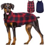 Kuoser Dog Winter Coat, Reversible Dog Jacket, Warm Dog Coat British Style Puppy Cold Weather Coat, Windproof Dog Clothes Dog Vest for Small Medium and Large Dogs Red L