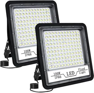 CREATESTAR 2 Pack 100W LED Flood Light Outdoor, 10000LM Super Bright LED Work Lights Plug in, IP66 Waterproof Exterior Floodlight, 6500K Security Light for Patio, Backyard, Lawn, Stadium, Playground