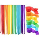 Bining Streamers Paper 200ft Long 1.77in Wide Rainbow Kits Crepe Paper Streamers Tassels Streamer Paper f for Party Decorations Wedding,Festival,Baby Shower Decoration (Rainbow- 10Mx6pack)