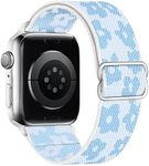 MITERV Stretchy Nylon Loop Bands Compatible with Apple Watch 38mm 40mm 41mm 42mm 44mm 49mm Adjustable Soft Elastics Strap Compatible with Apple Watch SE Ultra iWatch Series 8/7/6/5/4/3/2/1 (2-Blue Clouds, for 38mm/40mm/41mm Apple Watch)