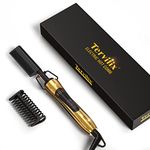 Terviiix Hot Comb Electric for Wigs, 24K Golden Handle Design Pressing Comb for Black Hair & Beard, Anti-Scald Straightening Comb with Keratin & Argan Oil Infused Teeth, Temperatures Adjustable