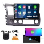 Kunfine Car CarPlay Android Auto Navigation Stereo GPS Radio Reverse Camera Display 10" IPS Touchscreen Headunit Tablet Pad Media Player for Honda Civic 2004-2011, if Applicable Octa Core 4G+64G