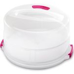 Primeway® Plastic Adjustable Round Cake Carrier & Holder | Tarts Muffins Cupcakes Dome Container Box | 2in1 Lid Cover with Min 8cm & Max 15cm Height | Diameter 30cm