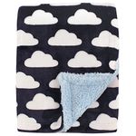 Hudson Baby Blanket with Sherpa Backing, Blue Clouds, One Size