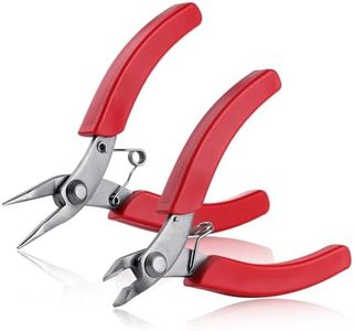 SPEEDWOX Mini Long Nose Pliers 4.5" 4.2" Flush Cutter Tweezers Mini Long Nose Pliers Short Pliers Wire Diagonal Slant Side Cutters Steel Cutter 2 Pack