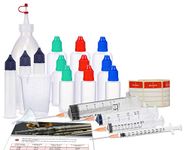 Octopus Dropper bottle set, starter set with mixing bottle, liquid bottles (empty bottles), dosing syringes, measuring beaker and funnel for mixing, mixing liquid