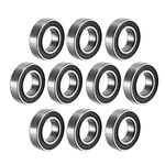 sourcing map 6800-2RS Deep Groove Ball Bearing Double Sealed 1180800, 10mm x 19mm x 5mm Carbon Steel Bearings (Pack of 10)