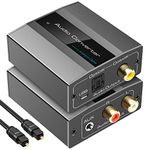 Analog to Digital Audio Converter RCA to Optical with Optical Cable, RCA L/R or 3.5mm Jack to Digital Toslink and Coaxial Audio Adapter for Soundbar