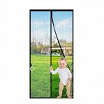 Black Screen Door Magnetic Screen Door Fit Door Size 28X82Inch,Screen Size 30x84inch Heavy Duty Screen Door Mesh Full Frame Magic Tape Door for Sliding Door with Magic Storage Belt