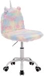 Wahson Children's Study Desk Chair Colorful Faux Fur Soft Fluffy Swivel Chair Adjustable Height Computer Chair for Kids (Colorful)