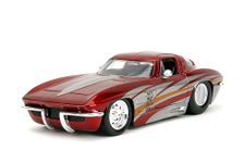 Big Time Muscle 1:24 1963 Chevy Corvette Stingray Die-Cast Car, Toys for Kids and Adults(Red/Silver)