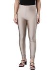 GO COLORS Women Solid Copper Mid Rise Slim Fit Shimmer Leggings