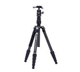 Fotopro X-Go E 5 ft. 5-Section Carbon Fiber 2 in 1 Tripod | Built-in Monopod |FPH-42Q Ball Head | 8kg Payload, Black