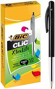 BIC 922615 Clic Retractable Ball Pens Medium Point (1.0 mm) - Black, Box of 10