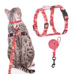 SCENEREAL Cat Harness and Leash Set Escape Proof with Airtag Holder, Adjustable Kitten Big Cats Vest Harness for Walking Outdoor Indoor, Adjustable Soft Strip for Small Large Cats Boys Girls Puppy
