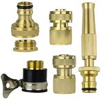 Set of Brass Garden 1/2" Water Hose Pipe Fitting Connector Tap Adaptor With Spray Nozzle