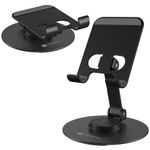 Portronics Mobot 4 Universal Mobile Holding Stand with 360°Rotatable & Height Adjustable, Foldable & Anti-Skid Design, Stable Metallic Round Base, Mobile Holder for Smartphone, Tablets, Kindles