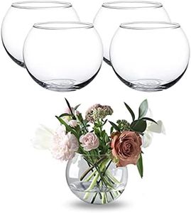 WHOLE HOUSEWARES | Clear Glass Bubble Bowl | Glass Fish Bowl | Globe Flower Vase Centerpiece | Round Vase | Decorative Glass Bowl for Wedding Event Home Decor, 4 Piece