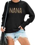 EGELEXY Leopard Mimi Sweatshirt Women Funny Letter Print Grandma Gift Pullover Top Casual Long Sleeve Shirts Tee, Black-01, Medium