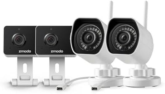 Zmodo Cameras for Home Security (Indoor & Outdoor Camera Bundle), 1080p HD, IP Camera Wireless WiFi, Motion Detection, Two-Way Talk, Night Vision, Remote View, Cloud Service, Work with Alexa/Google