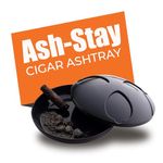 Ash-Stay - Cigar Ashtray with Cover for Patio/Tabletop and Office with Odor and Wind Resistance - Top seals for Ash and Smoke - Ideal for Indoor & Outdoor Use (Gun Metal Color)