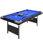 7FT Collapsible Billiards Table, Pool Table for Adults, Portable Folding Billiards Tables or Family Game Room, Adult Rrec Room, Basements, Man Cave or Garage