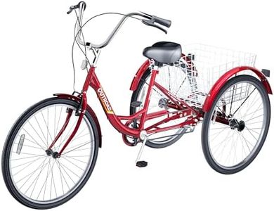 Max4out 7-Speed Adult Tricycle with Large Basket 24/26 Inch, Stable 3-Wheel Cruise Bicycle for Shopping, Beach and City Trike Perfect for Men, Women, Seniors(24-red)