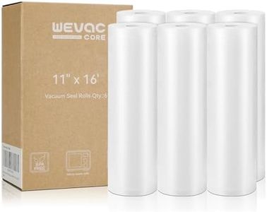 Wevac Vacuum Sealer Bags 11x16' Rolls 6 pack for Food Saver, Seal a Meal, Weston. Commercial Grade, BPA Free, Heavy Duty, Great for vac storage, Meal Prep or Sous Vide