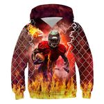 UIEIQI Teens Hooded Sweatshirt Boys Girls Cool Rugby Fire Hoody Football Long Sleeve Pullover for Fall Winter Size 14-16