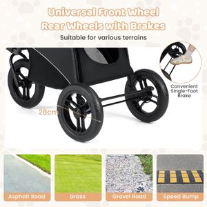 COSTWAY Dog Stroller – Grey Pet Carrier with Foldable Design