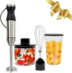 Kenmore Hand Blender 4-in-1 Immersion Blender Electric Handheld Stick Blender for Kitchen Stainless Steel Quad Blade Food Chopper Whisk 700mL Beaker Lid Variable Speed Hand Blenders for Baby Food Soup