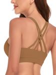 RELLECIGA Women's Brown Strappy Padded Sports Bra Yoga Bra Tops Size Medium