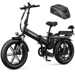 TESGO 48V 25AH/60AH Electric Bikes for Adults Long Range Electric Bike 750W, Ebike w/Full Suspension Ebikes for Adults 20'' x 4.0'' Folding Electric Bike w/Rear Seat Cushion and 5 PAS Levels