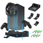 Wall Mount for Xbox Series X, Wiilkac 4 in 1 Wall Mount Bracket Kit for Xbox Series X with Two Controller Holders & Headphone Hook, Integrated and Ventilation Design, Console Can Be Facing Forward