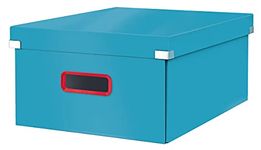 Leitz Click & Store Large Storage Box, Foldable A3 File Box with Lid, Premium Strong Cardboard Container for Home/Office Filing, Cosy Range, Calm Blue, 53490061