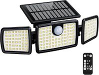 PrankPond 164 LED Solar Motion Sensor Light Outdoor, 3 Head 270° Wide Angle IP65 Waterproof Solar Security Wall Light with Remote Control, 3 Modes for Gate, Garden, Parking & Terrace (Pack of 1)