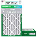 Filterbuy 16x24x4 Air Filter MERV 8 Dust Defense (2-Pack), Pleated HVAC AC Furnace Air Filters Replacement (Actual Size: 15.38 x 23.38 x 3.63 Inches)