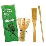 Flavoma Japanese Handmade Bamboo Matcha Whisk Sets of 3 (Delicate Match Brush Japanese Style) + Traditional Scoop (Chashaku) + Tea Spoon, The Perfect Set to Prepare a Traditional Cup of Matcha.