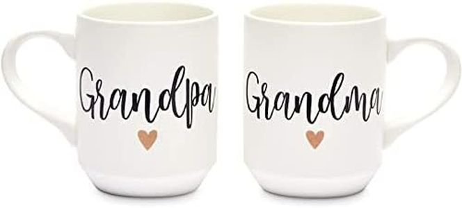 Sparkle and Bash 2 Piece Grandma and Grandpa Mugs Set for Coffee, Tea, Grandparent Announcement Gifts (15 oz)