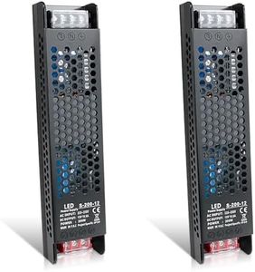 12V 16.5A 200W Power Supply, 100-250V AC to 12V DC Converter, LED Driver, Low Voltage Transformer, Switching Adapter for Strip Light, Lamp, Radio, Project Specific Power Supply, 2Pack