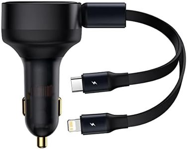 Baseus Enjoyment Series 30W Car Charger with Retractable 2-in-1 C+L Cable 30W Black